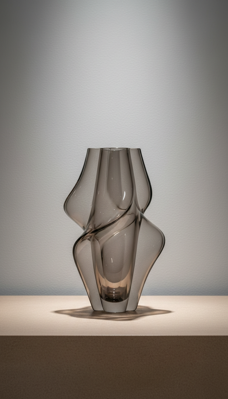 Smoked Glass Sculptural Vase